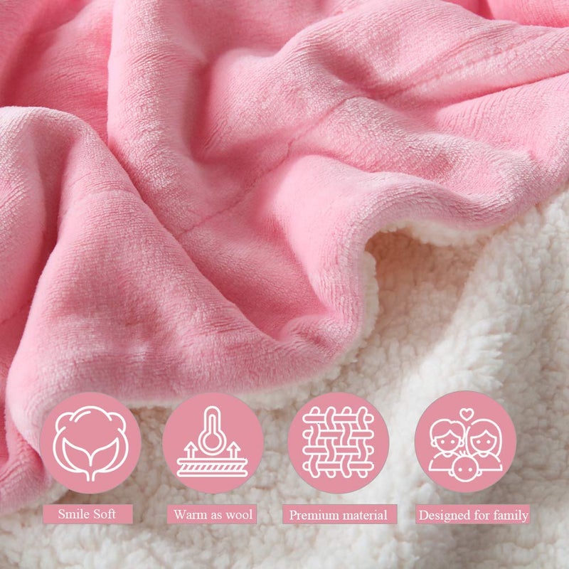 NANPIPER Flannel Blanket Reversible Sherpa Throw Blanket Super Soft Fuzzy Plush Fleece (90"x90",Pink) Queen - Image 4